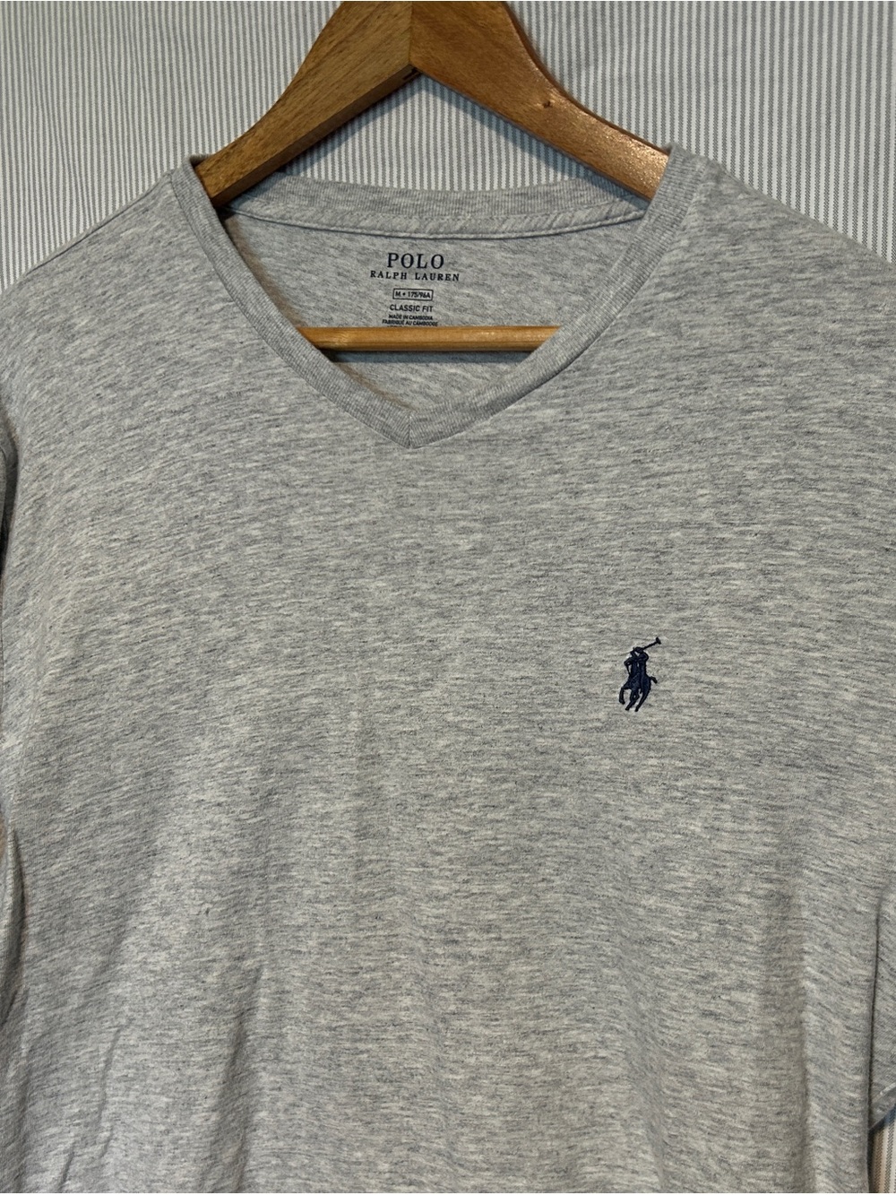Polo Ralph Lauren Men’s Light Gray V-Neck with Navy Pony Medium